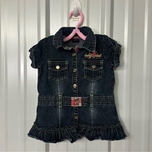 Vintage Baby Phat Belted Denim Dress Infant Girls 12M Y2K Retro Casual Summer